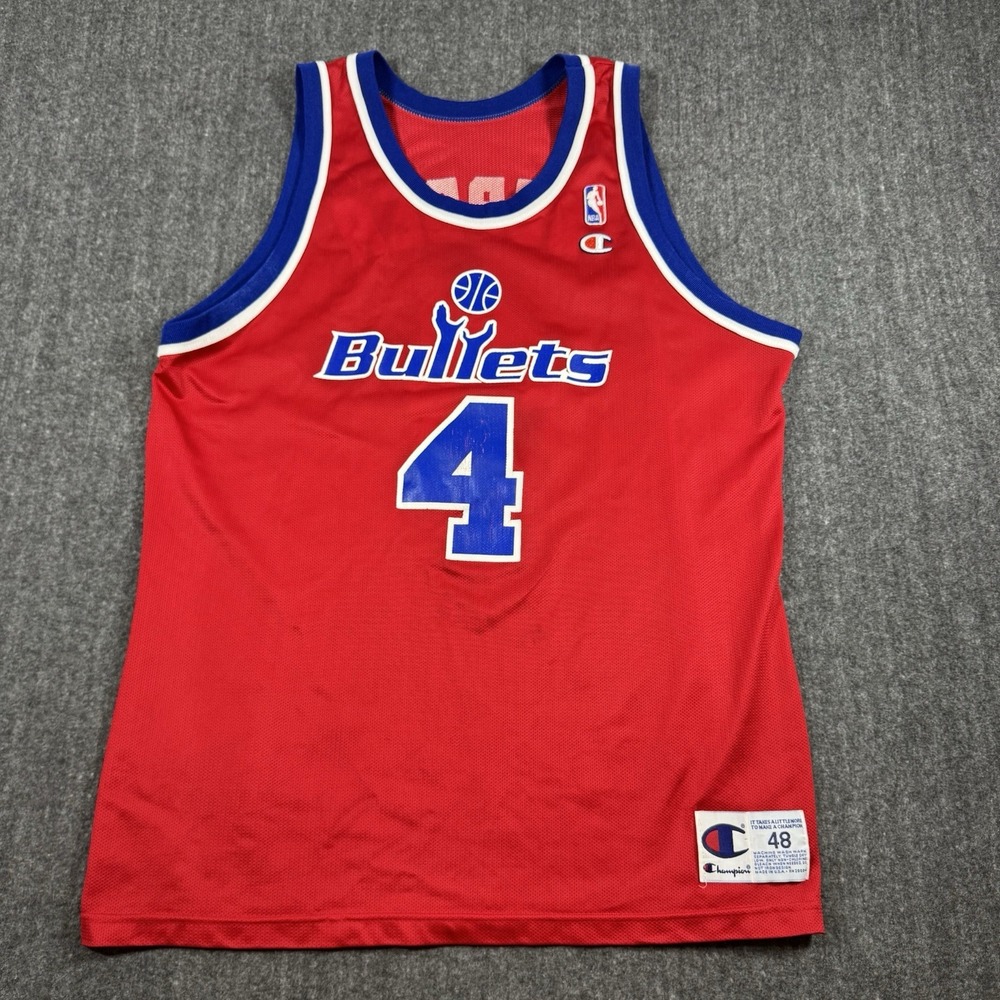 Vintage 90s Chris Webber NBA Washington Bullets Champion Jersey Authentic Sz 48